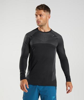 Long Sleeve Gymshark Apex Seamless Hombre Negras Gris | CO 3501TCE